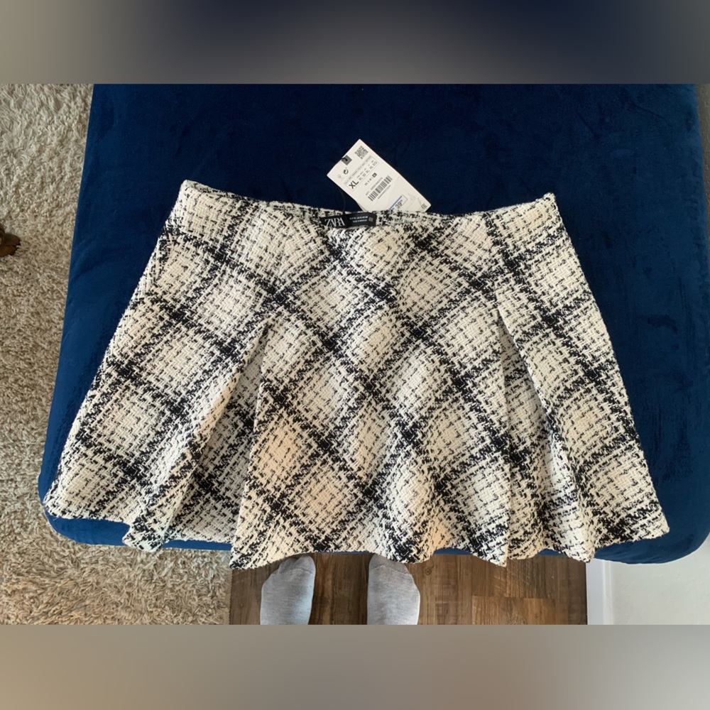 Plaid and pleated Mini Skirt with Flare